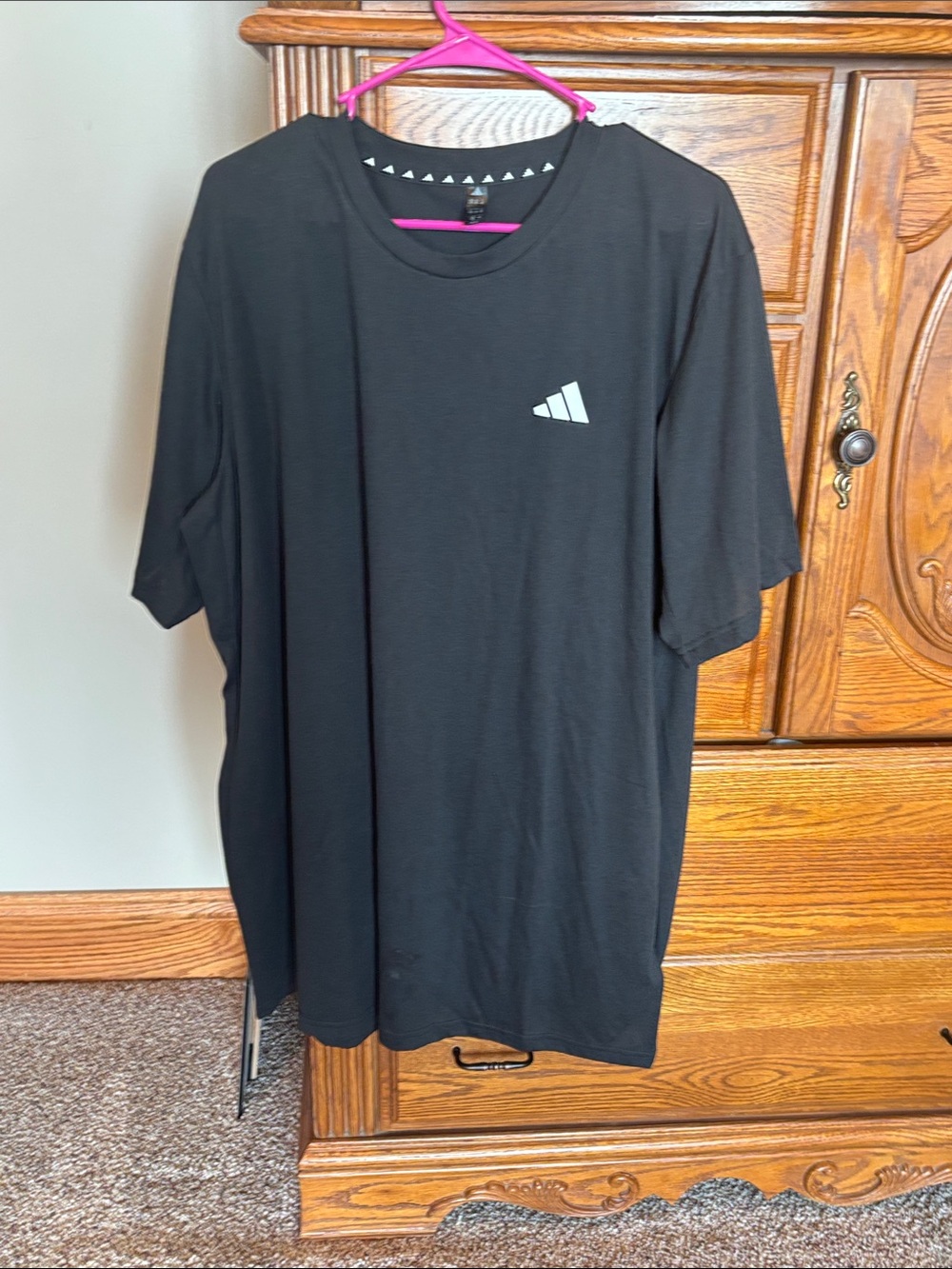 adidas Black Short Sleeve Performance Tee with White Logo